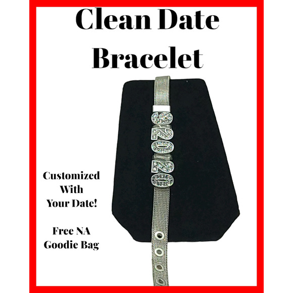 Clean or Sober date slider bracelet! Get your clean date and free goodie bag! - Picture 1 of 5